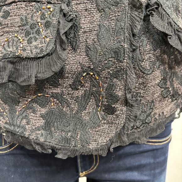 Beverly's Dark Lace Accent Beaded Button Blazer Medium Witchy Whimsigoth Fairy - Picture 8 of 9
